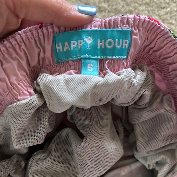 Happy Hour Watermelon Print Pink Green Swim Trunks Pull On Mens Small - Picture 5 of 7